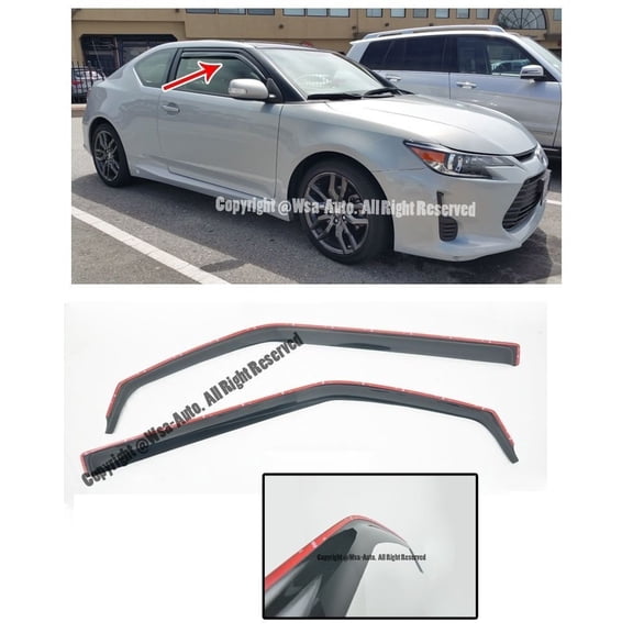 EOS Smoke Tinted JDM Style Side Window Visor Rain Guard - Scion TC 11-Up 2011 2012 2013 2014 2015 2016 2017