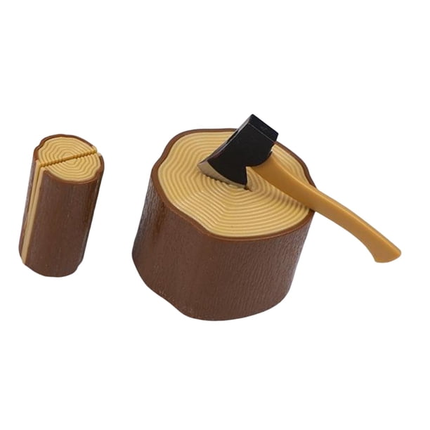1:12 Juego de hacha y estaca de madera, mini accesorios de jardín, proyecto de diorama. Marrón oscuro