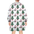 thumbnail image 2 of Wearable Oversized Blanket,White Christmas Santa and Tree Pattern Wearable Blanket Hoodie for Adults,Cozy Hooded Blankets with Super Pockets,Super Warm Fuzzy Pullover for Women & Men, 2 of 6