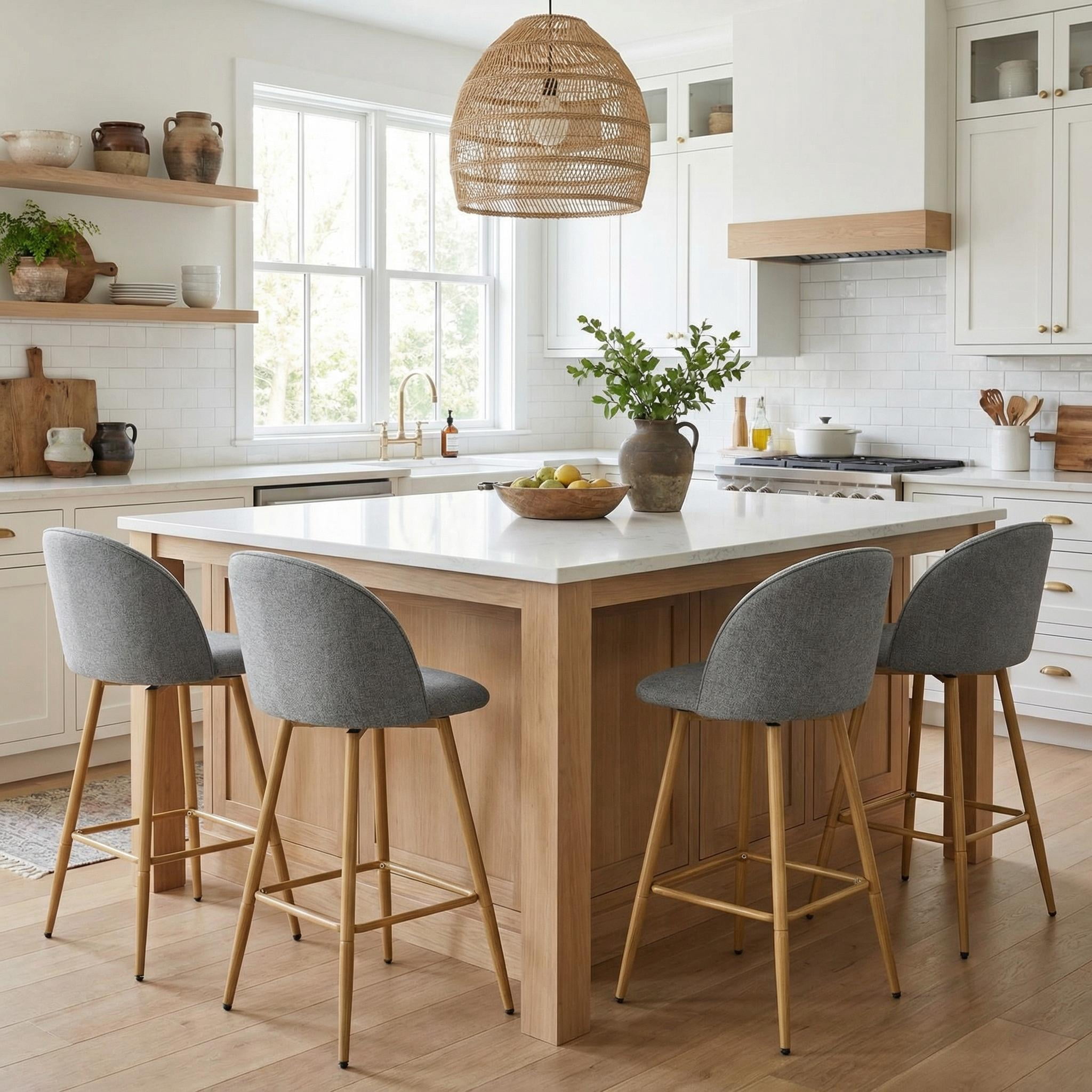Homy Casa 26" Swivel Counter Height Bar Stools, Set of 2, Kitchen Island Chairs, Urban Grey