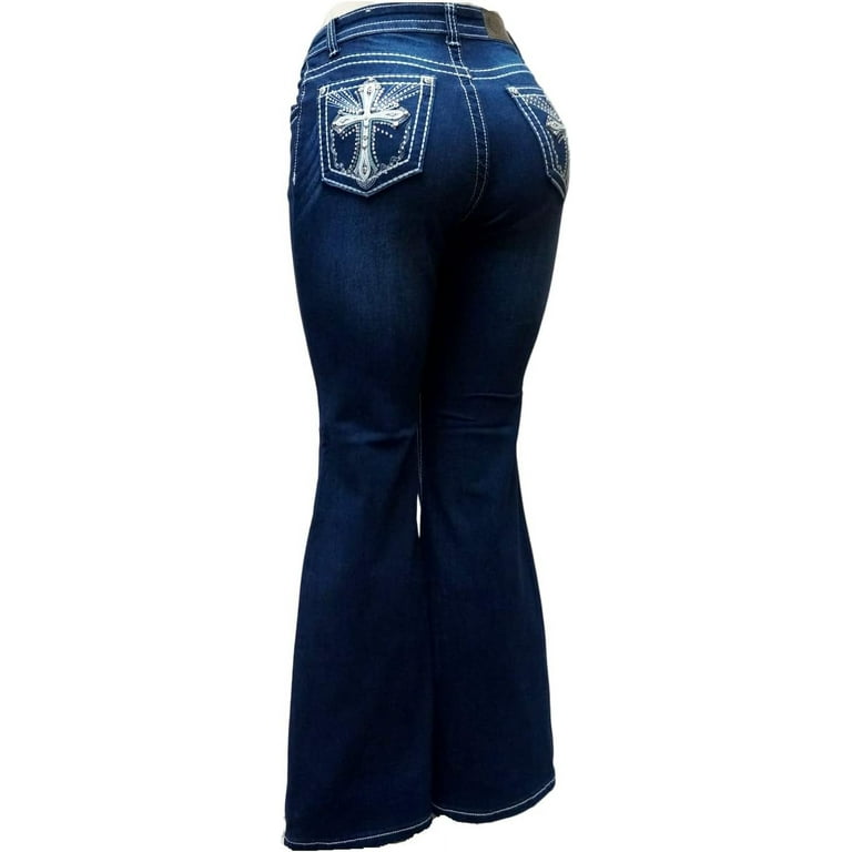 H&Y Women's 70s Trendy Sexy Rhinestone Studded Flare Fitted H&Y Women's 70s Trendy Sexy Rhinestone Studded Flare Fitted
