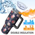 thumbnail image 5 of 40oz Pioneer Flower Floral Print Pattern Insulated Tumbler with Handle, BPA-Free Leak Proof Lid and Straws, Double Wall Vacuum, Hot 12h/Cold 34h, 5 of 6