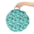 thumbnail image 2 of Geometric Round Floor Cushion with Handle, Image Covered with Polygonal Ornamental Triangles, Decorative Pillow for Living Room & Dorms, 18" Round, Seafoam Teal, by Ambesonne, 2 of 4