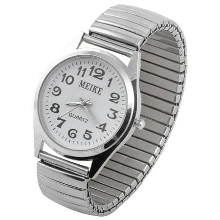 Unique Bargains Women Ladies Metal Elastic Band Arabic Numeral Dial Wrist Watch Silver