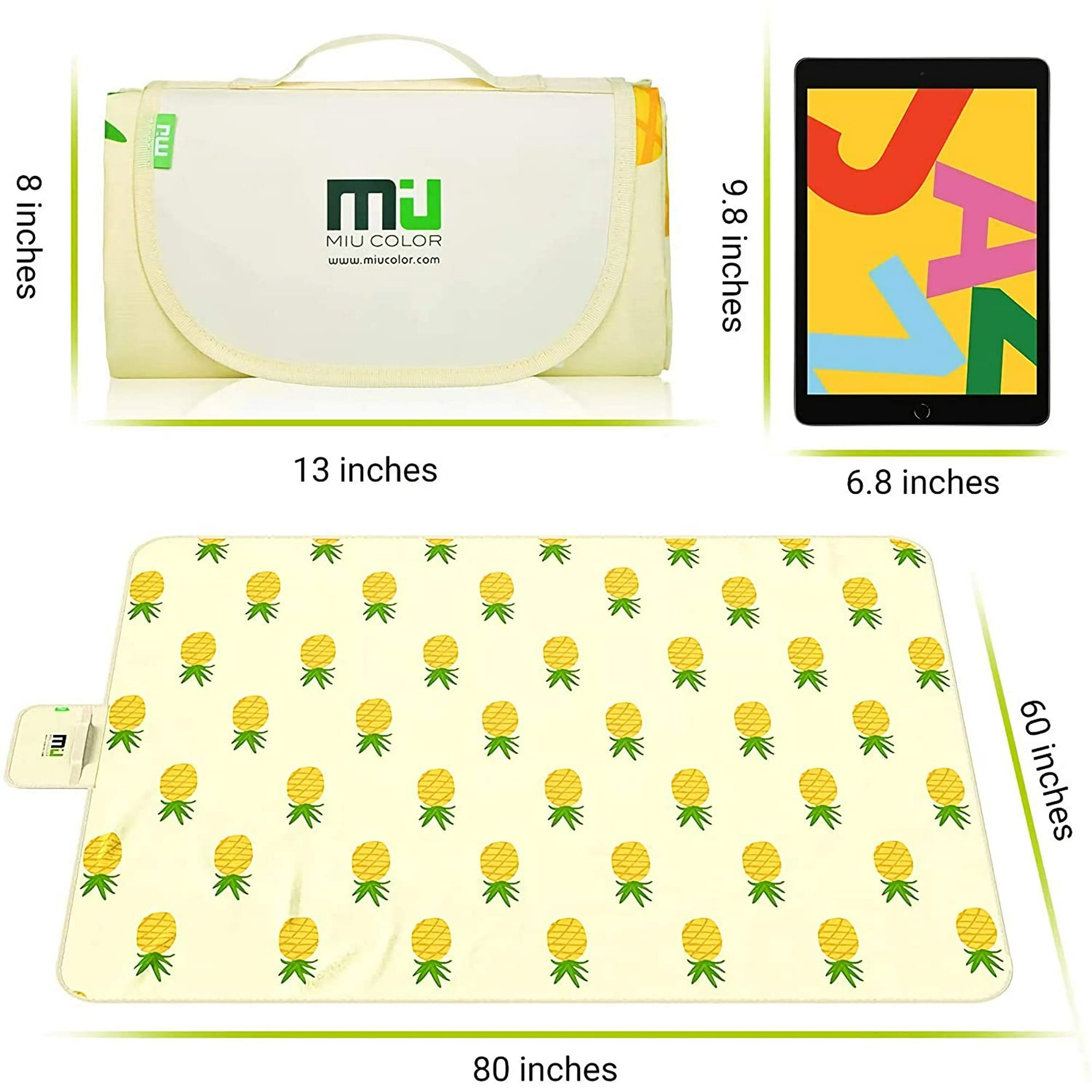 Yiailnter Miu Color Large Waterproof Outdoor Picnic Blanket Sandproof And Waterproof Picnic Blanket Tote For Camping Hiking Grass Travelling Dual Tri