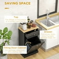 thumbnail image 3 of Trash Cans HOMCOM Kitchen Tilt Out Trash Bin Cabinet Free Standing Recycling Cabinet Trash Can Holder With Drawer, Black,Trash Cans With Lid, 3 of 8