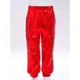 thumbnail image 3 of Sholeno Pantalons Cargo Métalliques Brillants pour Filles et Garçons Pantalons Multi-Poches Holographiques Hip-Hop Jazz Danse Joggers Rouges 10, 3 of 5