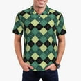 thumbnail image 1 of Fotbe Green Squares Camiseta Polo de Golf para Hombre con Estampado – Camisa Deportiva Transpirable con Cuello Abotonado-Large, 1 of 6