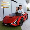 thumbnail image 4 of Voltz Toys Ride-on Car for Kids, 24V Lamborghini SIAN, 4WD Battery Powered Electric Car with Remote Control, EVA Wheels, Open Doors, Storage, Leather Seat, LED Lights & Music for 3-8 Years (Red), 4 of 6