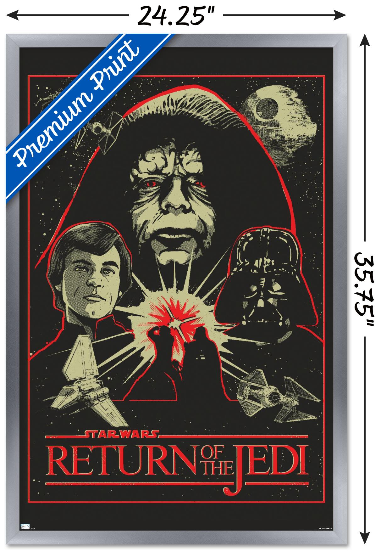 Star Wars: Return of the Jedi - Red Outline Illustration Wall Poster, 22.375" x 34" Framed