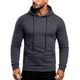 thumbnail image 2 of MaFYtyTPR Men's Athletic Hoodie Pullover Ruched Long Sleeve Slim Fit Sweatshirt with Kangaroo Pocket Casual Gym Top for Fall Winter Wear A-Dark Gray L, 2 of 6