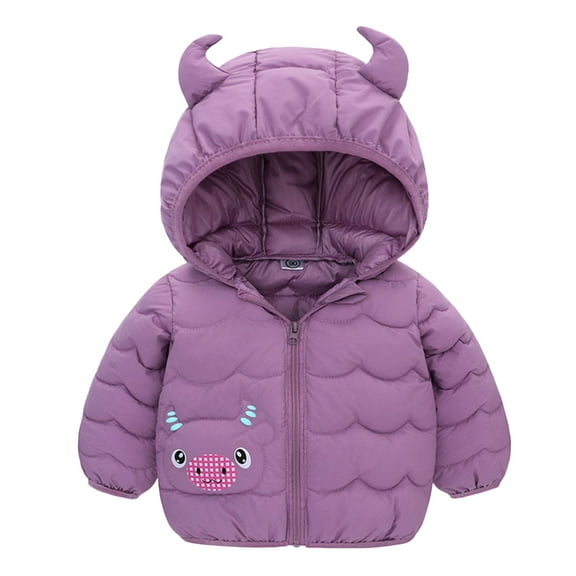 ibiyuan Winter Jacket for Boys 5-6 Years Toddler Boys Girls Winter Coat Cartoon Cow Hooded Jacket Thicken Windproof Warm Outwear Back To School