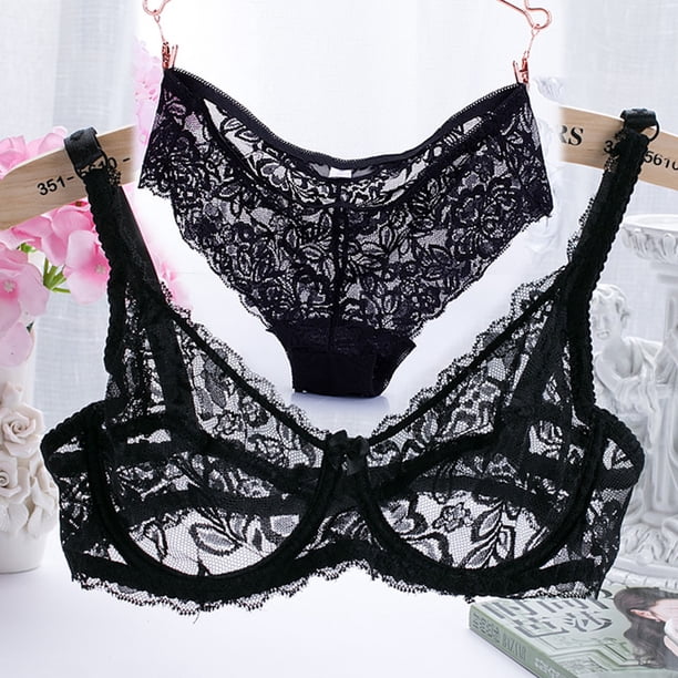 Sujetador de gasa de encaje de mujer empujan hacia arriba la ropa impermeable MABOTO Negro/38B