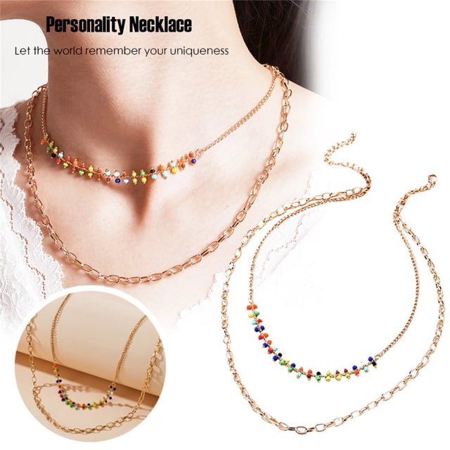HomeKingdee 2020 Bohemian Clan Style Color Rice Bead Necklace - Multi-layer Clavicle Chain for Women, Handmade Fashion Jewelry for Parties, Weddings, Christmas