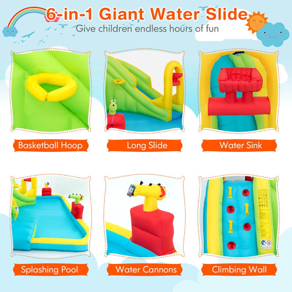 Aimee Lii Outdoor Inflatable Water Bounce House with 480W Blower, Playhouse for Kids Outdoor