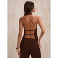 thumbnail image 2 of Top Halter Café Integral Ajustado Sin Espalda Con Correas Cruzadas, 2 of 30
