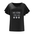 thumbnail image 4 of Camiseta informal para mujer, blusa estampada con volantes, manga corta, cuello en V, Tops Fridja ghk7181, 4 of 5