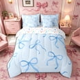 thumbnail image 3 of Meiyoeat Kawaii Blue Bow Full Size Bedding Sets 7 Pieces, Watercolor Ribbon Bowknot Print Full Size Bed in a Bag, 3 of 6