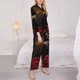 thumbnail image 3 of Lsque Elegant Rose Skull Pattern Long Sleeve Pajama Set for Women - Soft 2-Piece Sleepwear and Loungewear Set with Pockets, Comfy Nightwear-Medium, 3 of 7