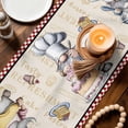 thumbnail image 3 of Vintage Gnomes Table Runner - 48 Inch Long Black Red Checkered Retro Art Cotton and Linen Blended Dress Scarves Farmhouse Table Runner for Kitchen Dining, Coffee Table, 13" x 48", 3 of 8