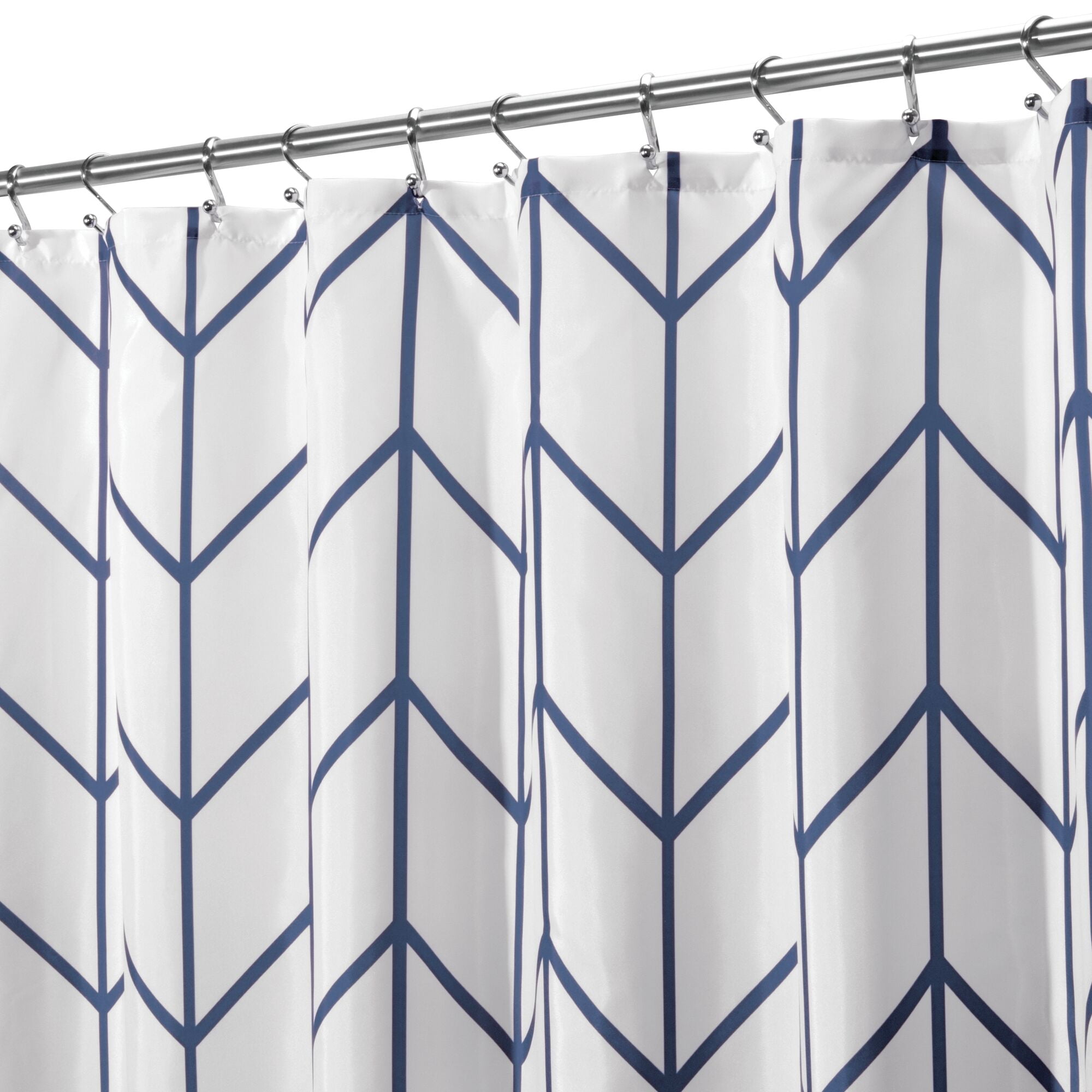 mDesign Modern Sketched Line Print - Easy Care Fabric Shower Curtain with  Reinforced Buttonholes, for Bathroom Showers, Stalls and Bathtubs, Machine