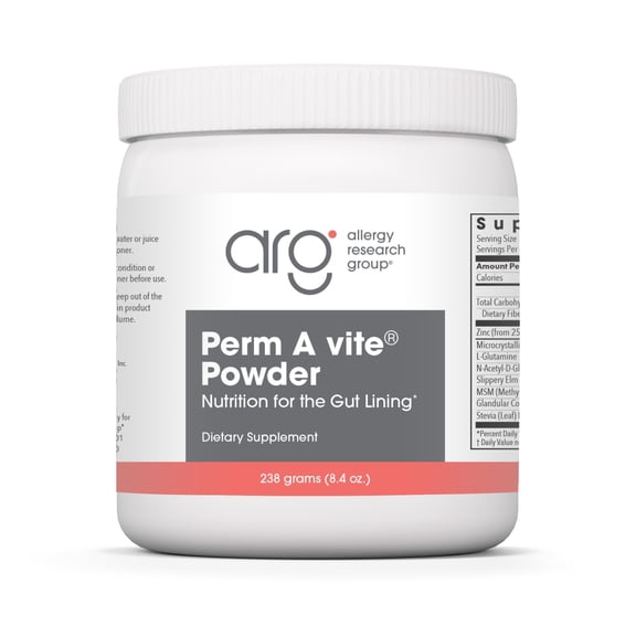 Allergy Research Group Perm A Vite Powder - Gut Health for Men & Women, Gut Assist, Gut Support, Gut Healing, L-Glutamine, Slippery Elm - 8.4 Oz
