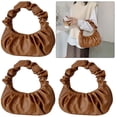 thumbnail image 4 of Bolso Mujer Cuero Pu Plisado Color Sólido Versátil Casual 3 Piezas 6072 Marrón, 4 of 9