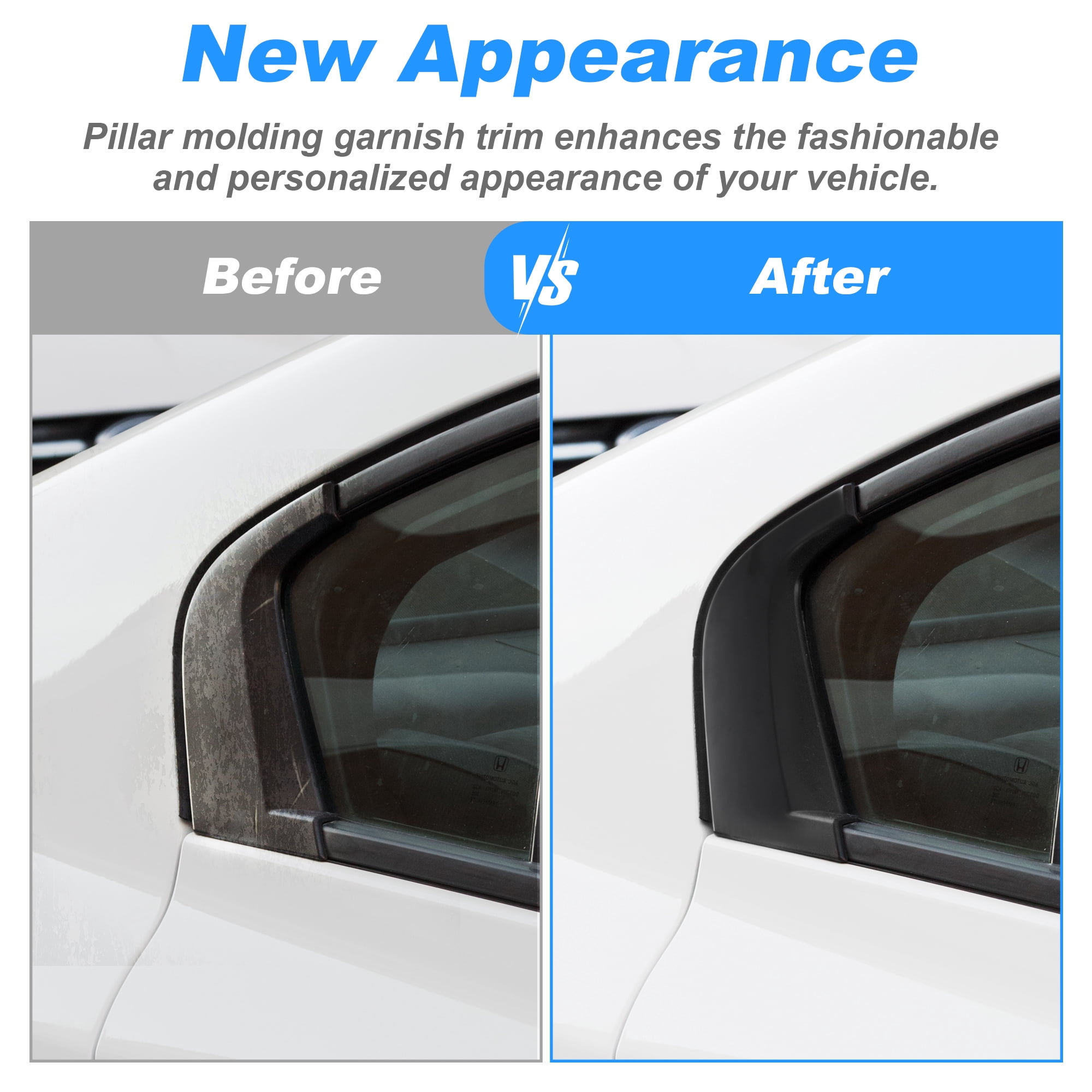 Unique Bargains Rear Left Right C Pillar Mould Trim for Honda Civic 2012-2015 Light Black