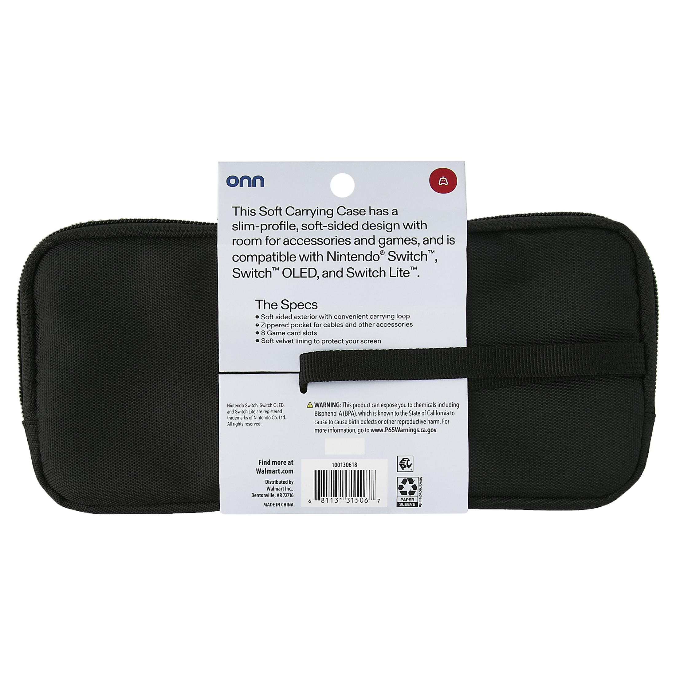 onn Soft Carrying Case Fits Nintendo Switch/Switch OLED/Switch Lite