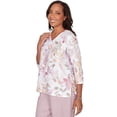 thumbnail image 3 of Alfred Dunner Womens Petite Watercolor Floral Textured V-Neck Top, 3 of 4