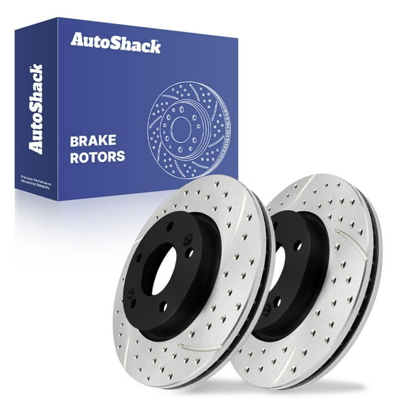 AutoShack Front Brake Rotors for Hyundai, Elantra 2009-2012 Sonata 2005-2010 Tucson 2005-2012, FWD 4WD L4 2.0L 2.4L V6 2.7L - E-Coated Drilled & Slotted - ShadowGuard - 11.02" (280 mm), 5-Lug