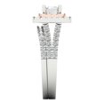 thumbnail image 3 of 3.05ct Brilliant Emerald Cut White Sapphire 18K White/Rose Gold Halo Solitaire with Accents Engagement Bridal Wedding Ring Band Set size 4, 3 of 7