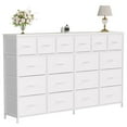 thumbnail image 1 of Commode de 63 Pieds' L avec 18 Tiroirs en Tissu, Commode pour Chambre avec Station de Recharge, Blanc, 1 of 8