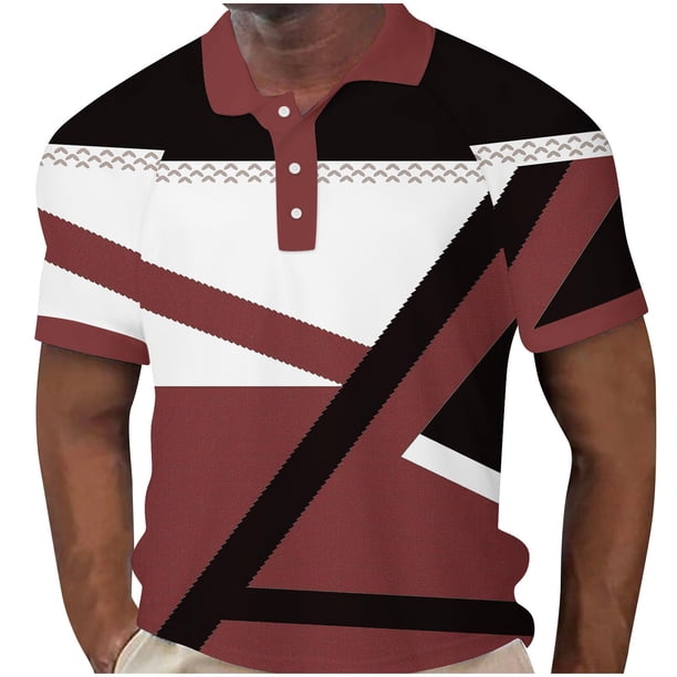 Camisas de Manga Larga para Hombres Impresos Girar Hacia Abajo Botones de Cuello Lateral Dividido, Casual Camiseta Blusa para Hombres