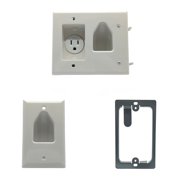 Flat Panel TV Cable Organizer Remodeling Kit with Power Outlet, 50-3321-wh-kitPT