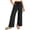 Black, variant on HCYSFG Uniform Pants For Girls Back To School Solid Color Elastic Waist Side Pocket Wide Leg Trousers Casual School Wear Pants