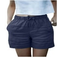 thumbnail image 3 of Juslio Shorts for Women Drawstring Cotton Linen Solid Casual Pockets Loose Comfy Womans Shorts, 3 of 7