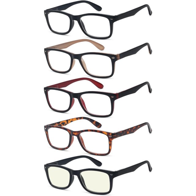 Eyekepper 5-Pack Classic Spring-Hinges Quality Reading Glasses Include Computer Readers