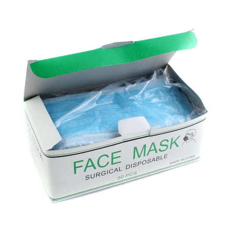Mouth Dust Mask 50pcs Disposable Blue Surgical Earloop Face Mask Flu Medical Salon Dust Cleaning Mouth Cover ()