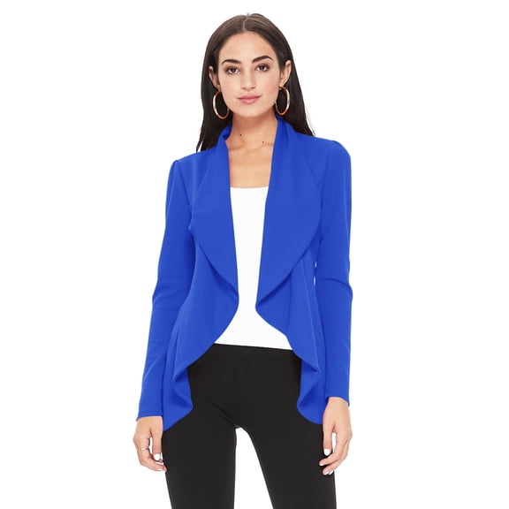 Women's Elegant Solid Stretch Open Front Long Sleeve Blazer Jacket