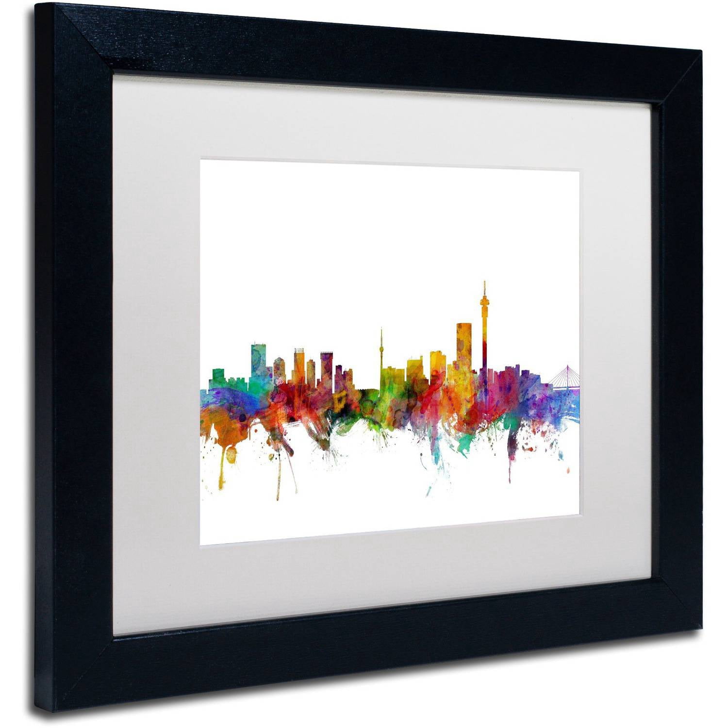 Trademark Fine Art "Johannesburg South Africa Skyline" Canvas Art by Michael Tompsett White Matte, Black Frame