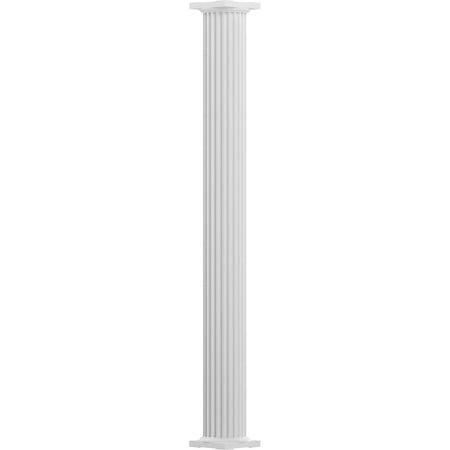 8  x 9  Endura-Aluminum Column  Round Shaft (Load-Bearing 21 000 lbs)  Non-Tapered  Fluted  Textured White Finish w/ Capital & Base