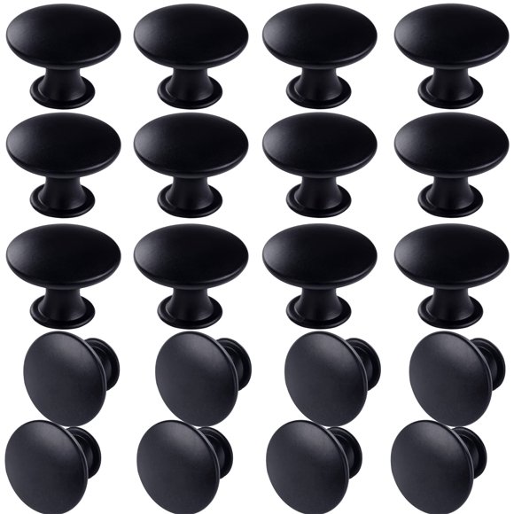 Paquete de 20 pomos redondos negros de latón para armario de cocina, 3 cm, de HUGOLEM