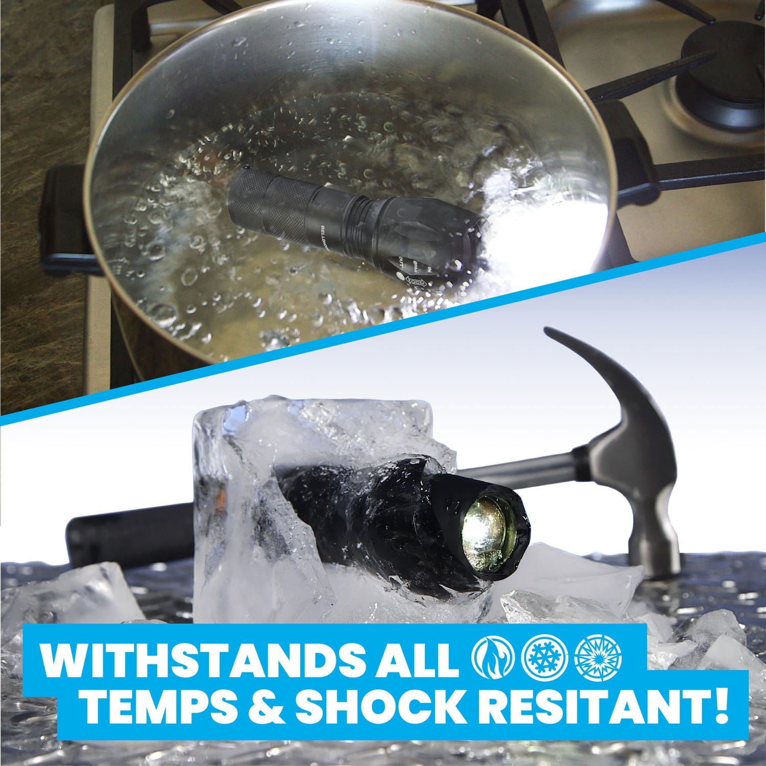 Bell + Howell Taclight Tactical Black Flashlight 3-Pack – Ultra Bright LED, 5 Modes, Zoomable, Waterproof, Durable Aluminum