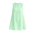 thumbnail image 7 of Women's Gingham Plaid Sleeveless Crew Neck Swing Mini Dress Casual Back Zipper for Summer Daily Beach Vacation Green M(M), 7 of 7