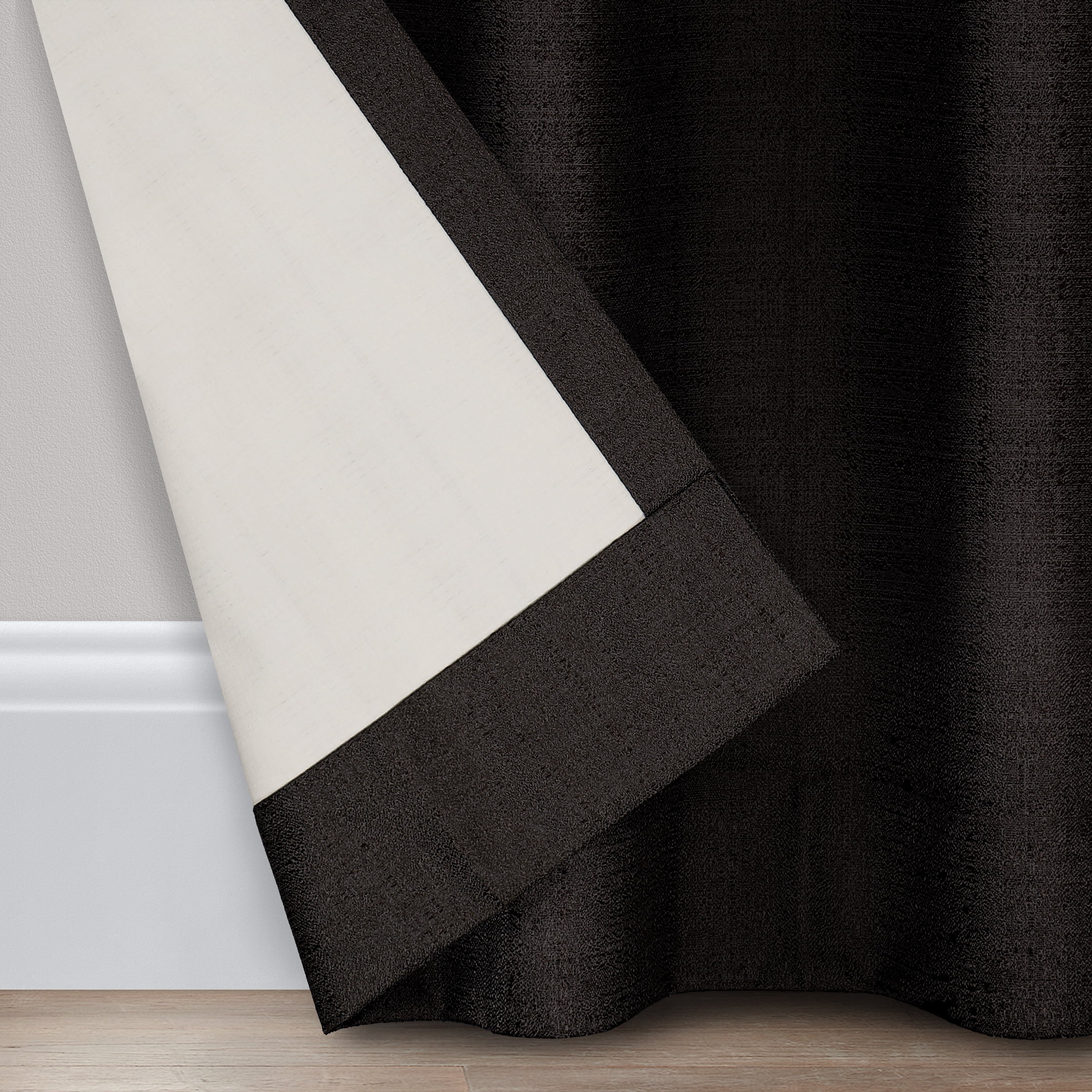 Eclipse Samara Solid Blackout Curtains, Single Curtain Panel, 54 Inch Long Blackout Curtains, 37" W x 54" L, Black