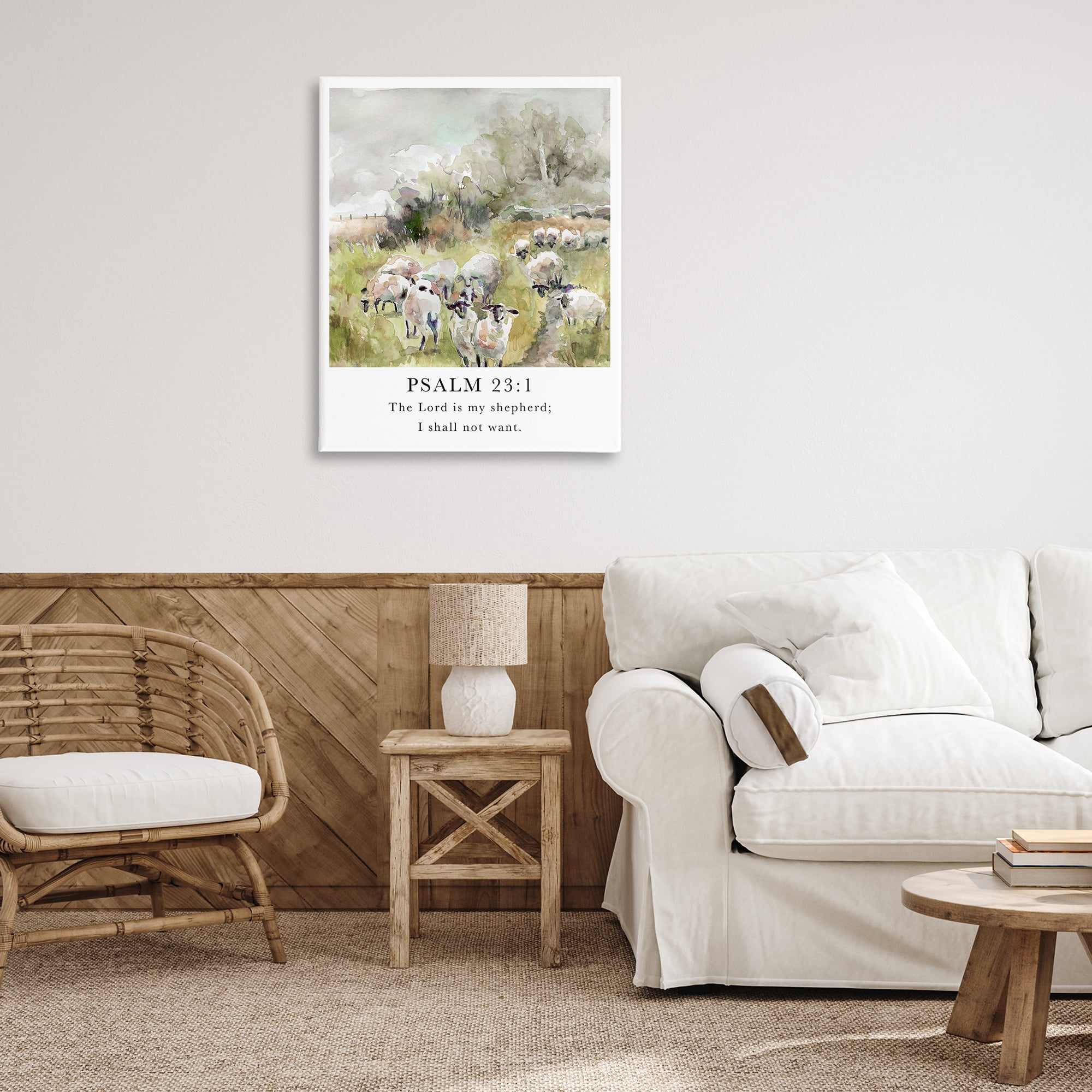Stupell Industries My Shepherd Psalm Religious Painting Gallery Wrapped Canvas Art Print Wall Art, 30 x 40