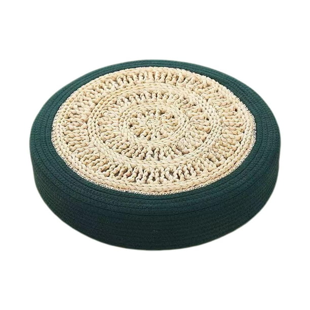 Cojín redondo de tatami para suelo, para silla, decoración del hogar, estilo japonés, meditación, 40 cm Verde oscuro