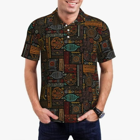 Uemuo Polynesian Turtles for Men’s Golf Shirt – Premium Pique Cotton Polo Soft & Breathable Casual Short Sleeve Shirt Comfortable Activewear for Sports & Leisure-XX-Large
