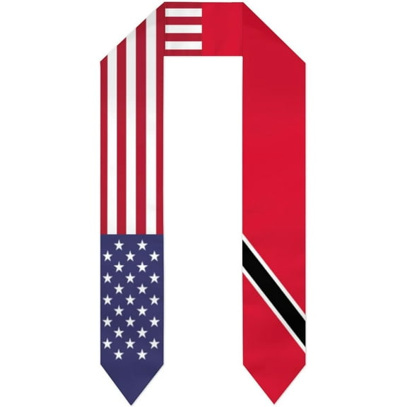 Trinidad and Tobago & USA United States Flag Graduation Stole For International Student Stole Pride Cheers Shawls
